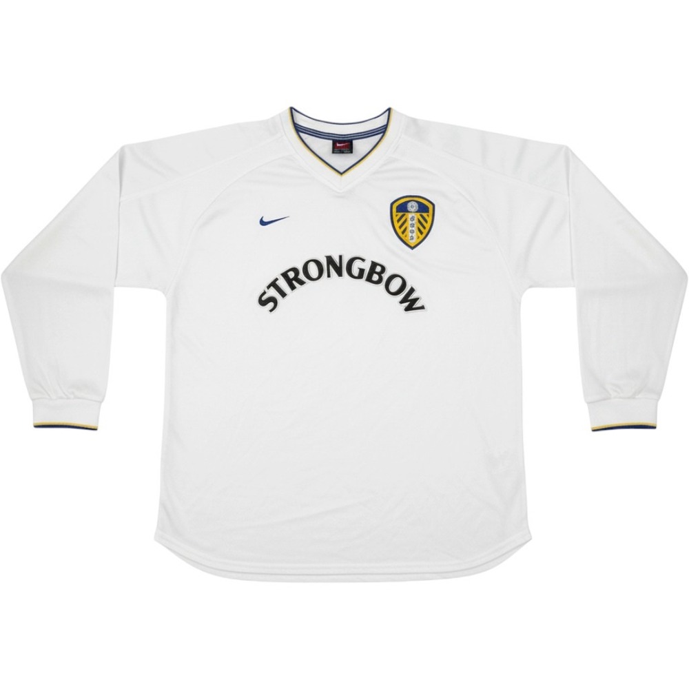 Nike Leeds United Jersey Mens Large White Excellent Strongbow Long Sleeve LUFC